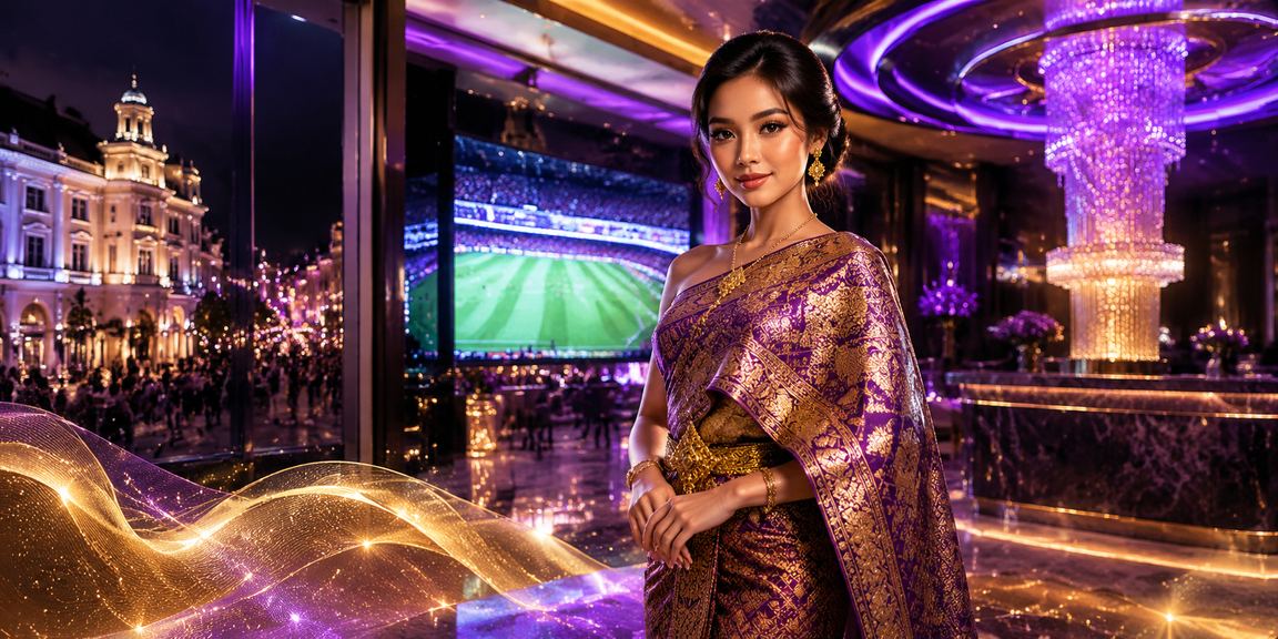 Papan neon bercahaya yang menampilkan promosi rebate dan bonus kasino malam hari