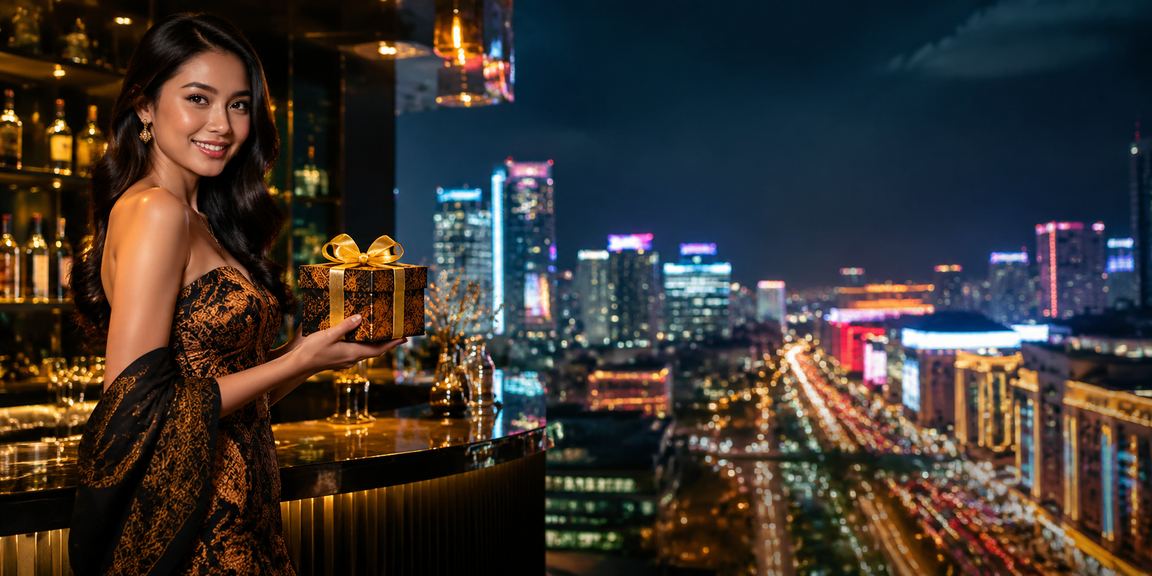 Tampilan bonus VIP neon yang mewah dan berkilau di platform kasino