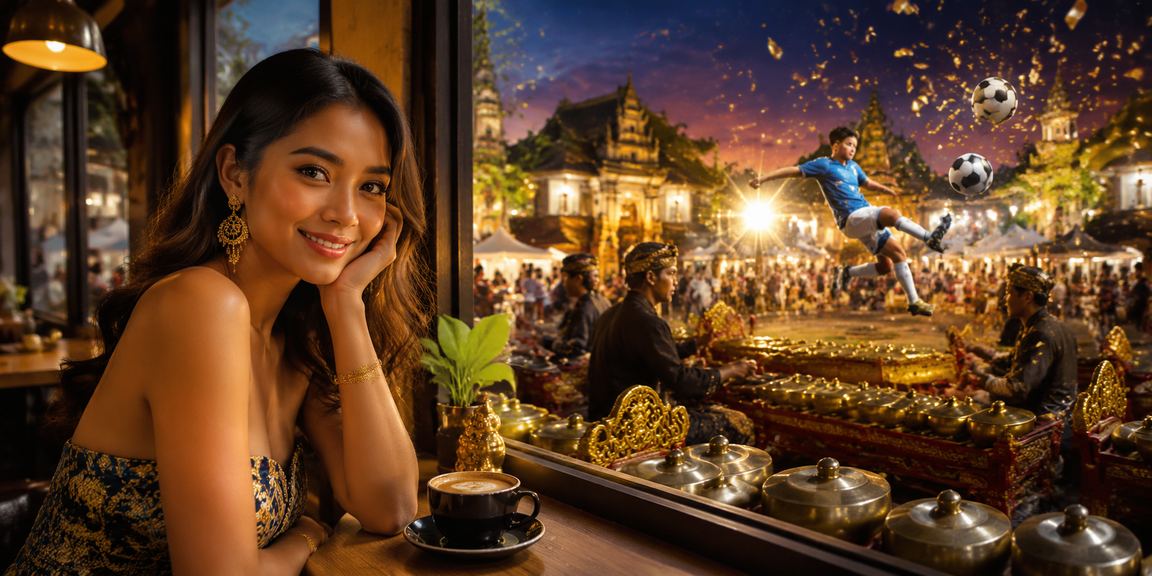Pria Indonesia menikmati kopi sambil melihat informasi taruhan olahraga di layar